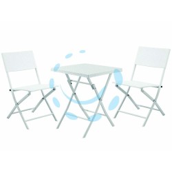 Ferramenta1.com | Set giardino "fold white" in rattan sintetico pp tre pezzi - PZ 1