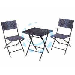 Ferramenta1.com | Set giardino "fold black" in rattan sintetico pp tre pezzi - PZ 1