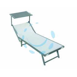 Ferramenta1.com | Lettino alluminio piegh. pesante con parasole tessuto texilene bianco - PZ 1