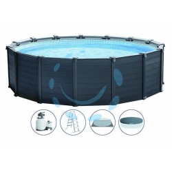 Ferramenta1.com | Piscina "graphite grey" rotonda c/tel. portante c/pompa cm.478x124h. - PZ 1