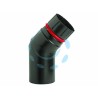 Ferramenta1.com | Gomito 45° porcellanato per stufe a pellet nero opaco "ala pellet eco" - PZ 6