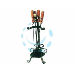 Ferramenta1.com | Set 4 attrezzi manico legno per camino base tonda - PZ 1