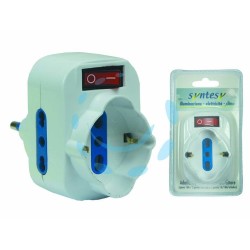 Ferramenta1.com | Adattatore rotante triplo con schuko e interruttore bianco - BL 12