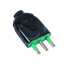 Ferramenta1.com | Spina dritta 2 poli + terra 16a nera - PZ 50