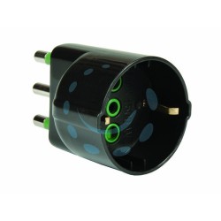 Ferramenta1.com | Adattatore schuko 2 poli + terra 16a nero - PZ 50