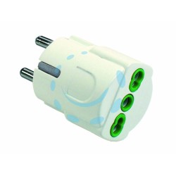 Ferramenta1.com | Adattatore schuko 2 poli + terra bipasso 10/16a bianco - PZ 50