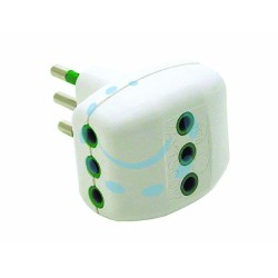 Ferramenta1.com | Adattatore triplo 2 poli + terra 10a bianco - PZ 50