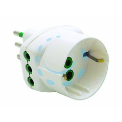 Ferramenta1.com | Adattatore triplo 2 poli + terra schuko bianco - PZ 50