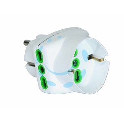 Ferramenta1.com | Adattatore triplo 2 poli + terra schuko bipasso spina schuko bianco - PZ 50