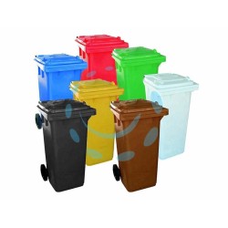 Ferramenta1.com | Bidone quadro nettezza urbana con ruote lt.120  - PZ 1