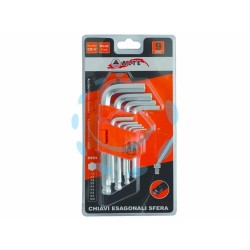 Ferramenta1.com | Chiavi maschio esagonali ball point tipo corto cromo vanadio sr. 9 pz. - BL 12