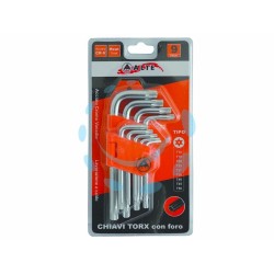Ferramenta1.com | Chiavi maschio torx con foro tipo corto cromo vanadio in serie 9 pezzi - BL 12