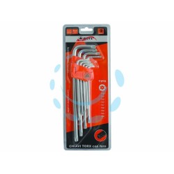 Ferramenta1.com | Chiavi maschio torx con foro tipo lungo cromo vanadio serie 9 pezzi - BL 12