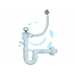 Ferramenta1.com | Sifone moplen a "u" 1 via con scarico piletta e troppo pieno - PZ 1