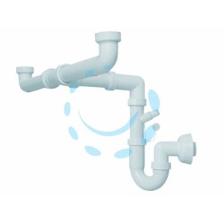 Ferramenta1.com | Sifone moplen libero 2 vie con scarico - PZ 1