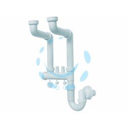 Ferramenta1.com | Sifone moplen libero 2 vie con 2 scarichi - PZ 1