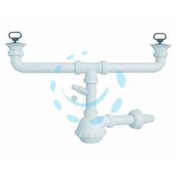 Ferramenta1.com | Sifone moplen a fiasco 2 vie con scarico e pilette - PZ 1