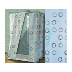 Ferramenta1.com | Tenda per doccia in peva "cerchi" fondo bianco decori marroni - BL 24