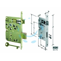 Ferramenta1.com | Serratura a bussola ridotta da infilare bordo tondo ottonato - PZ 1