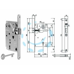 Ferramenta1.com | Serratura a bussola centro solo scrocco bordo tondo cromato opaco - PZ 1