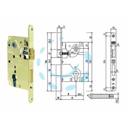 Ferramenta1.com | Serratura centro con foro cilndro bordo tondo ottonato - PZ 1