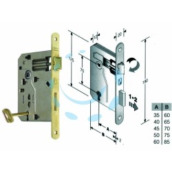 Ferramenta1.com | Serratura a bussola ridotta da infilare bordo tondo ottonato - PZ 1