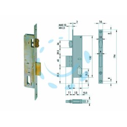 Ferramenta1.com | Serratura da infilare per montanti catenaccio e rullo 44230 - PZ 1