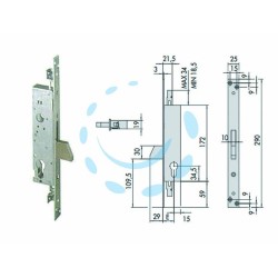 Ferramenta1.com | Serratura triplice da infilare per montanti solo catenaccio 46820 - PZ 1