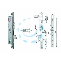 Ferramenta1.com | Elettroserratura triplice infilare per montanti quadro e scrocco 16225 - PZ 1