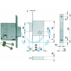 Ferramenta1.com | Serratura da infilare doppia mappa 57223 - PZ 1