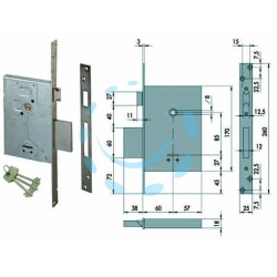 Ferramenta1.com | Serratura da infilare doppia mappa con scrocco 57250 - PZ 1