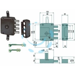 Ferramenta1.com | Serratura triplice da applicare s/scrocco doppia mappa 57162 (ex57120) - PZ 1