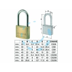 Ferramenta1.com | Lucchetto in ottone arco lungo lunghissimo 22011 - PZ 12