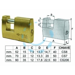 Ferramenta1.com | Lucchetto logo rettangolare in ottone 21610 - PZ 3