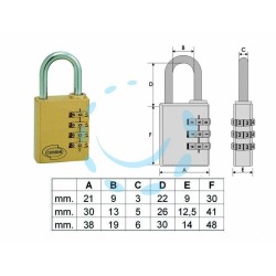 Ferramenta1.com | Lucchetto ad arco a combinazione pl020 - BL 12