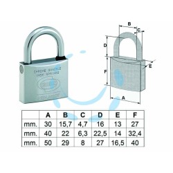 Ferramenta1.com | Lucchetto ottone cromato marino euromarine arco normale pl120 - BL 6