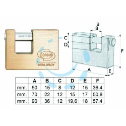 Ferramenta1.com | Lucchetto rettangolare in ottone pl311 - PZ 6