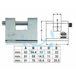 Ferramenta1.com | LUCCHETTO CORAZZATO A UNA BOCCA ACCIAIO PL211 KA ...