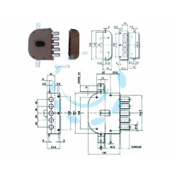 Ferramenta1.com | Serratura triplice da applicare senza scrocco doppia mappa 2200 - PZ 1