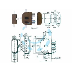 Ferramenta1.com | Serratura quintuplice da applicare con scrocco doppia mappa 2350 - PZ 1