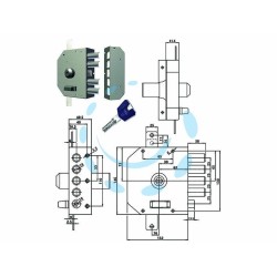 Ferramenta1.com | Serratura triplice applicare c/scrocco a pompa ch. piatta k55 3250k55 - PZ 1
