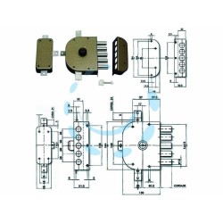 Ferramenta1.com | Serratura quintuplice da applicare senza scrocco a pompa 3300 - PZ 1