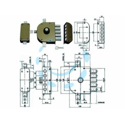 Ferramenta1.com | Serratura quintuplice applicare con pomolo s/scrocco a pompa 3300p - PZ 1