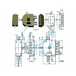 Ferramenta1.com | Serratura quintuplice da applicare con scrocco a pompa 3350 - PZ 1