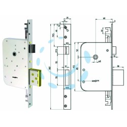 Ferramenta1.com | Serratura triplice infilare doppia mappa con scrocco reversibile 8000 - PZ 1