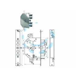 Ferramenta1.com | Serratura triplice applicare c/scrocco cil. europ. blind. 2155pen n/fl - PZ 1