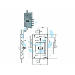 Ferramenta1.com | Serratura triplice applic. c/scrocco doppia mappa blind. revers. 2655 - PZ 1