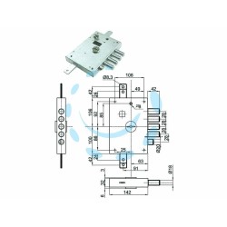 Ferramenta1.com | Serratura triplice applicare con scr. doppia mappa blind. heavy mm.63  - PZ 1