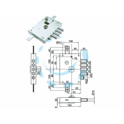 Ferramenta1.com | Serratura triplice applicare con scr. doppia mappa blind. heavy mm.73  - PZ 1