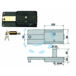 Ferramenta1.com | Ferroglietto con catenaccio 6 mandate con cilindro fisso 220cf - PZ 1